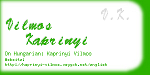 vilmos kaprinyi business card